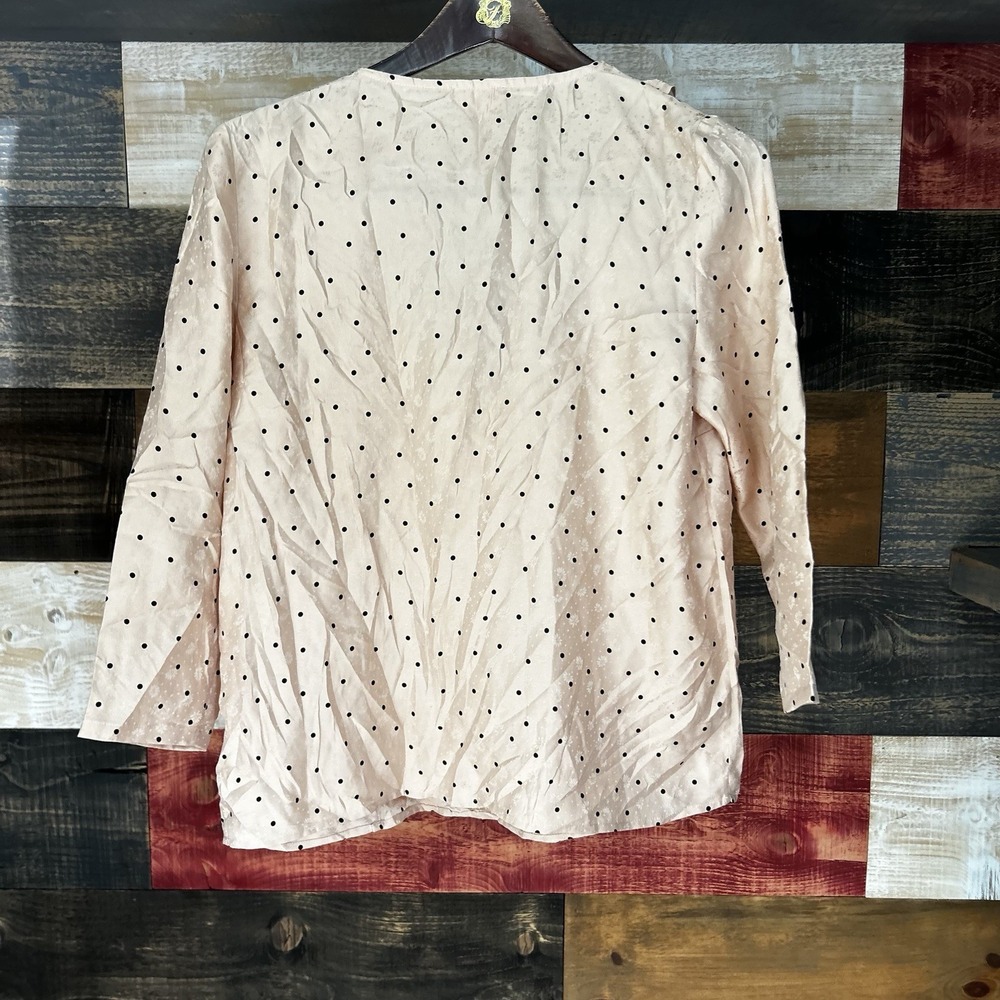 Sezane Pink Blouse Ruffle Silk Long Sleeve - Picture 3 of 7